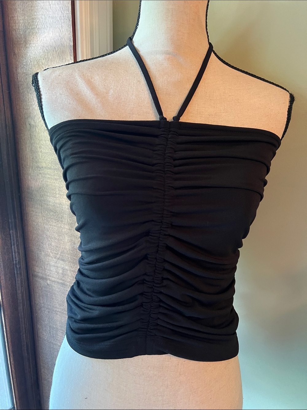 LOFT Black Ruched Halter Tube Camisole